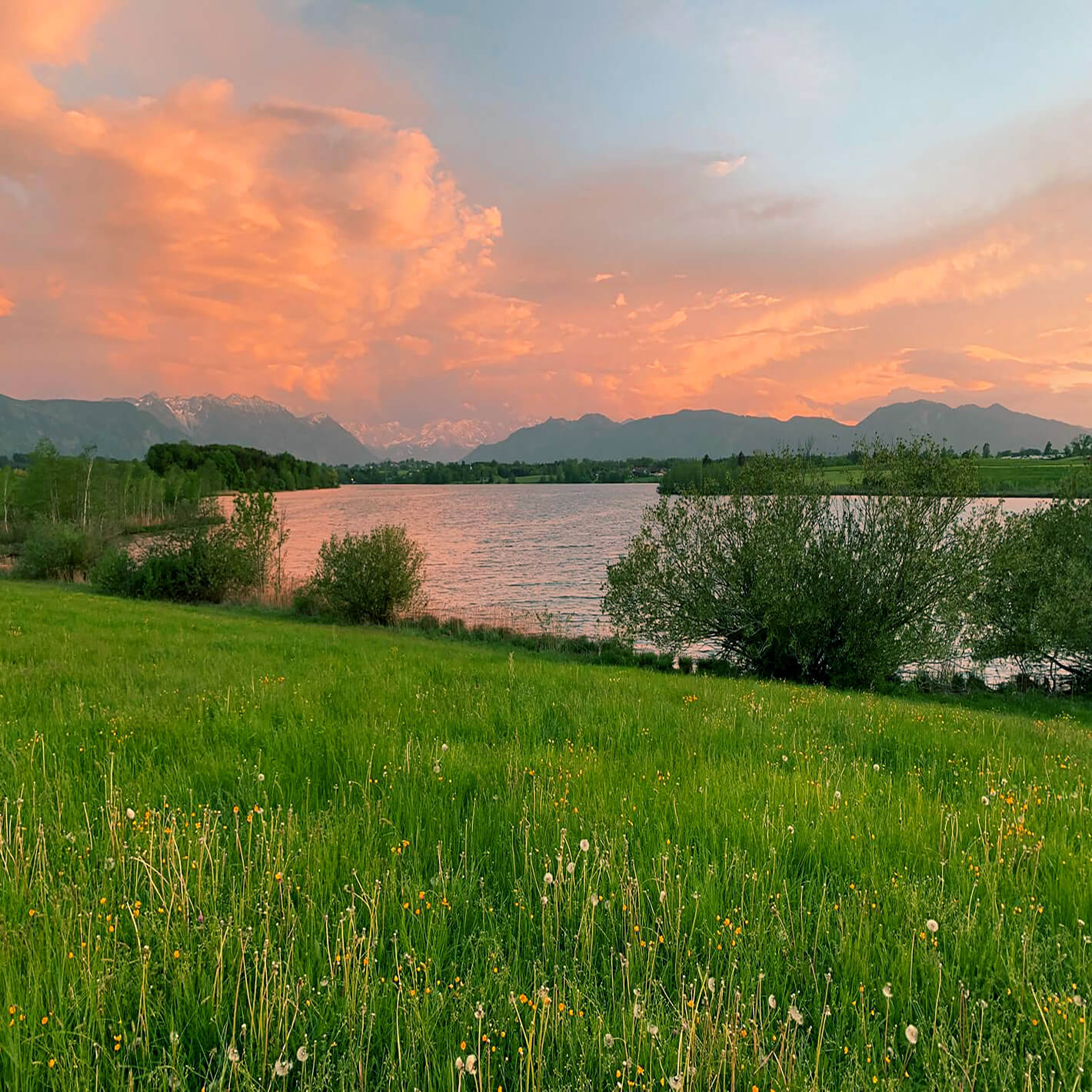 See mit Sonnenuntergang